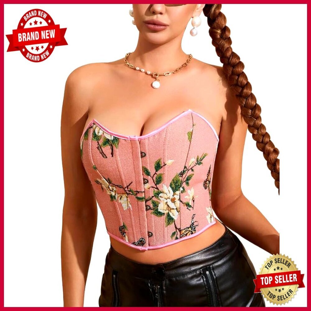 Small Denim Bustier Corset Top with Boning, Lace Up Back